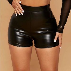 High waisted leather shorts